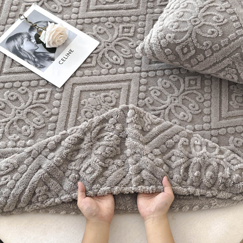 Housse de matelas drap-housse en velours de lait chaud gaufré de style baroque