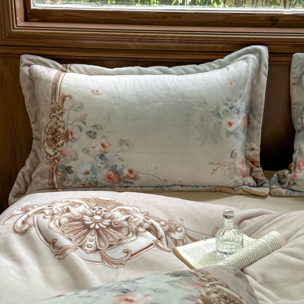 Velvet de leche floral atemporal TAL CONJUNTO DE CAMA ESTÁTICO CALIENTE