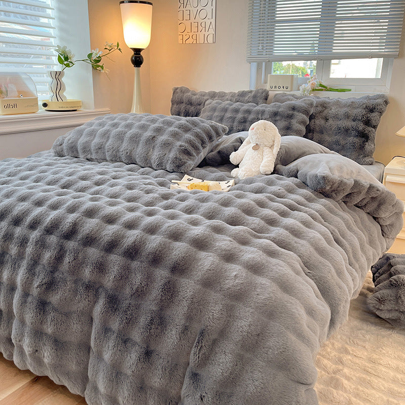 Confort hinchado Faux Faux Rabbit Fur Sedes de cama de piel