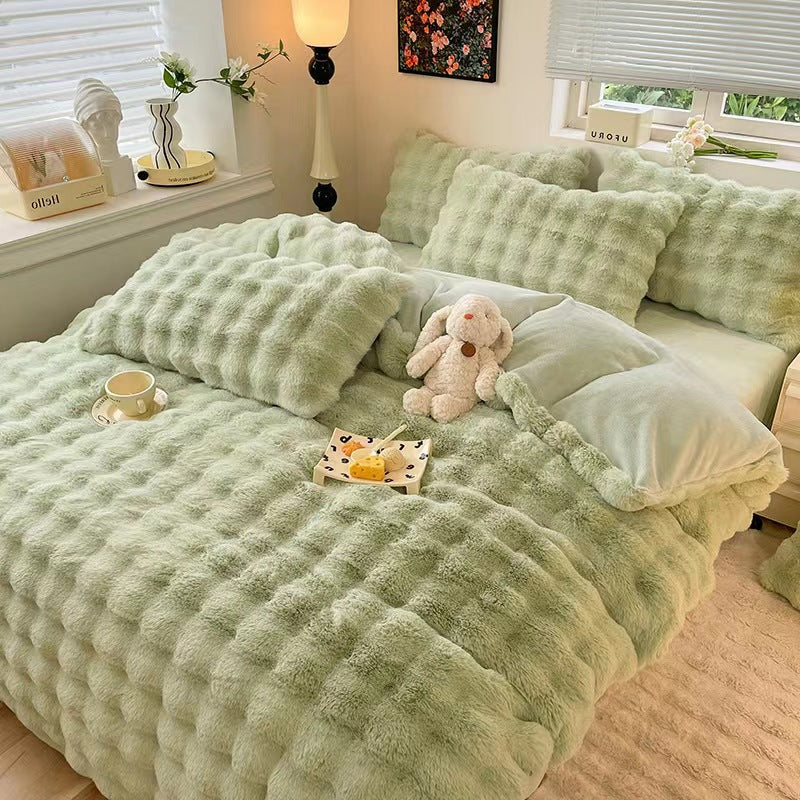 Confort hinchado Faux Faux Rabbit Fur Sedes de cama de piel