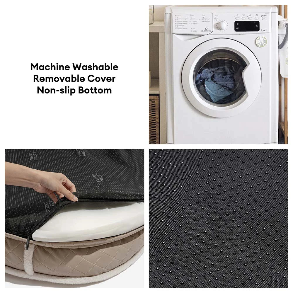 Deluxe Faux Leather & Plush Removable Orthopedic Donut Dog Bed - WarmNest