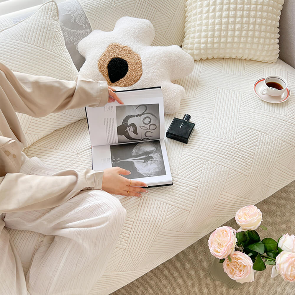 Cubierta de sofá de algodón sólido de algodón sólido de algodón sólido para todas las estaciones