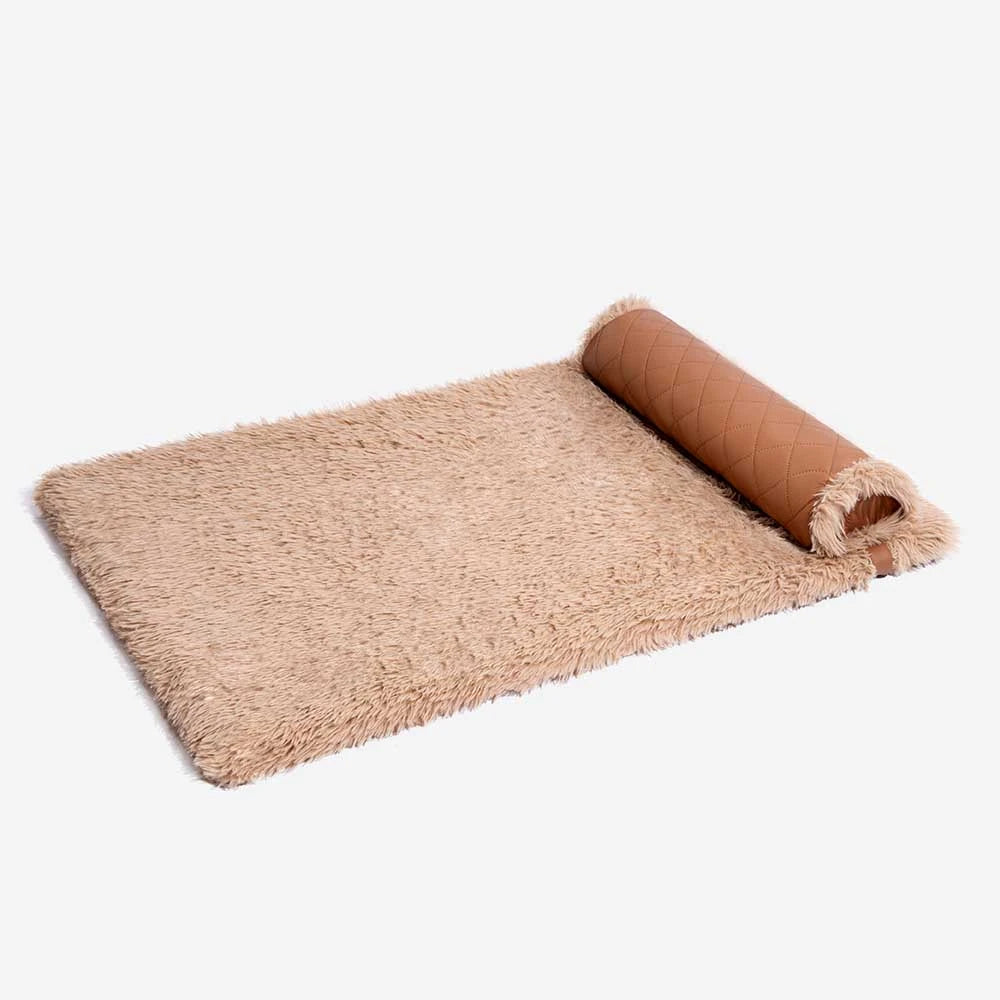 Cuero sinté de doble cara & Matina de perro esponjada de lujos de lujo cálido con almohada