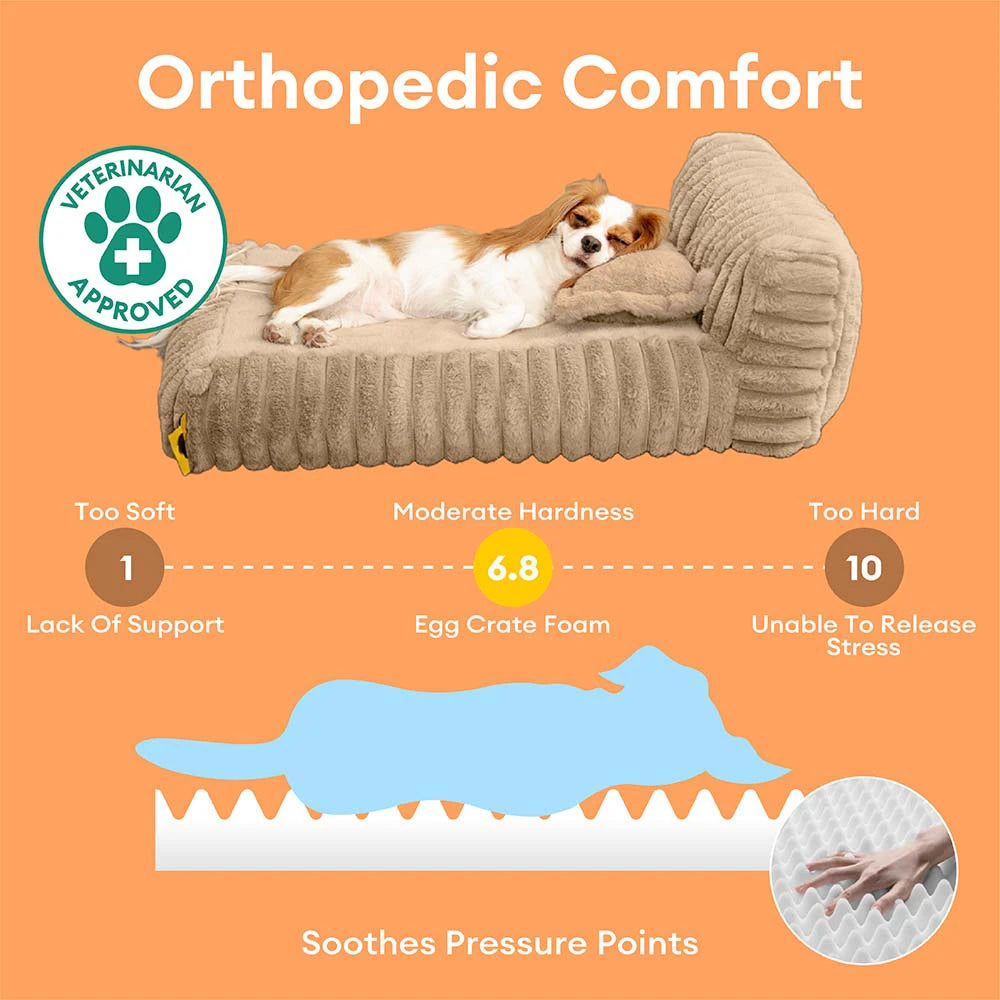 Mini Plush Home-Style Backrest Orthopedic Bed for Small Dogs - TinyNest