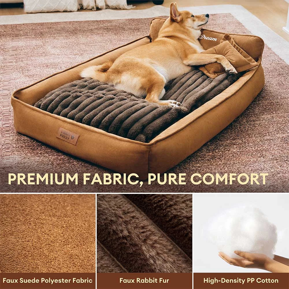 Cama de perro lavable de doble cara retro ante con almohada-Sweetdream