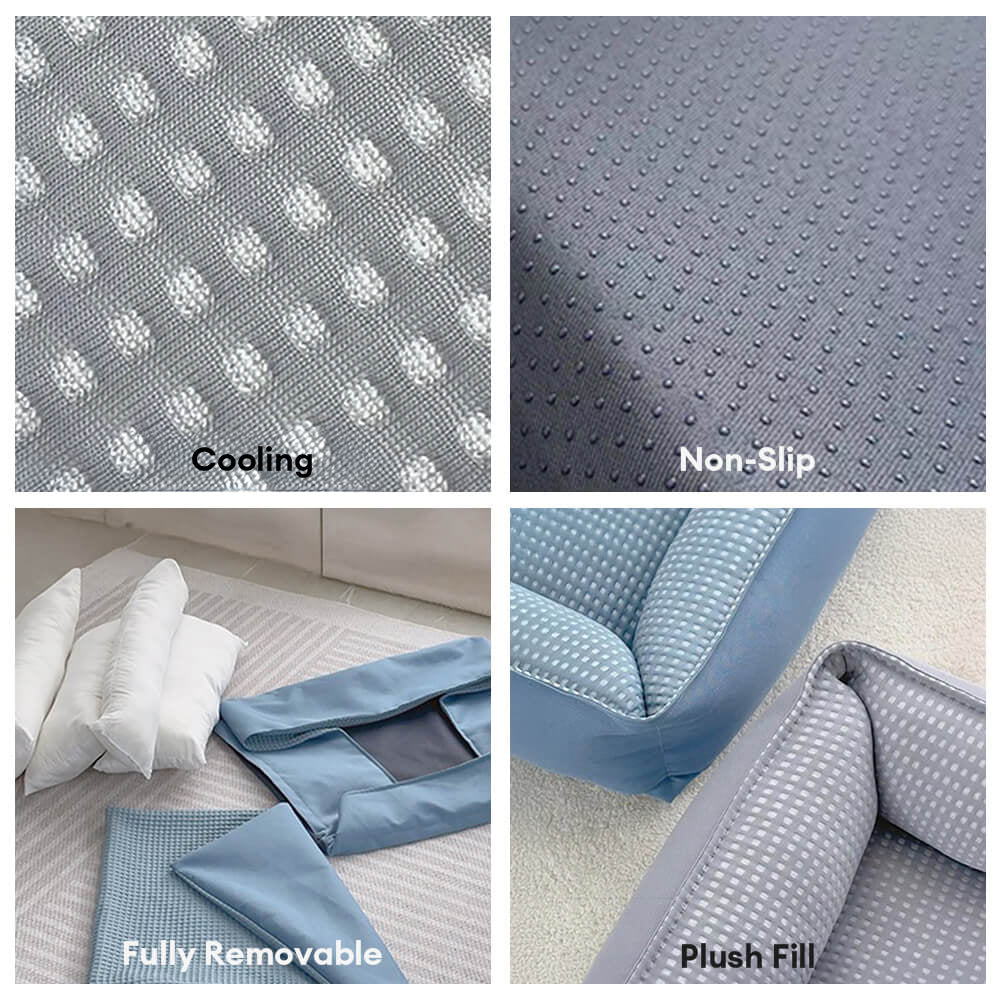 Cama sofá de perro lavable de enfriamiento transpirable espalable