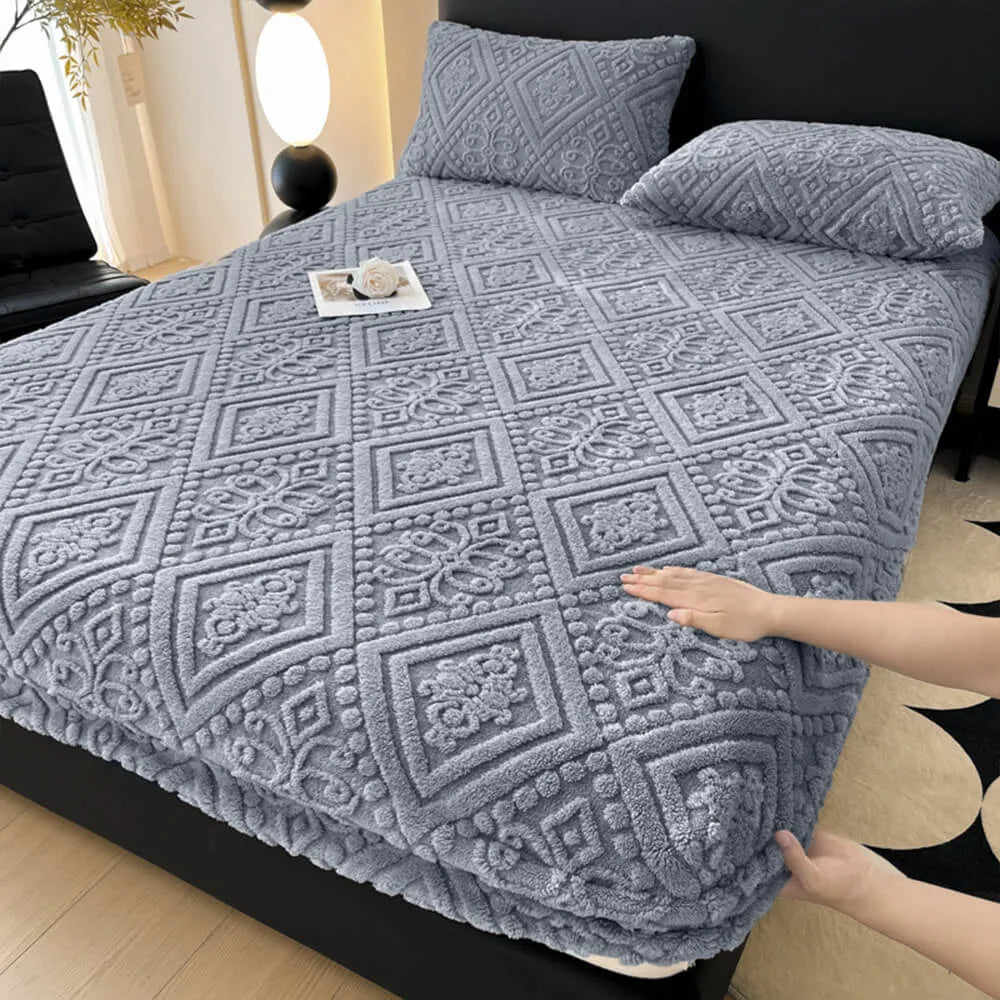 Housse de matelas drap-housse en velours de lait chaud gaufré de style baroque
