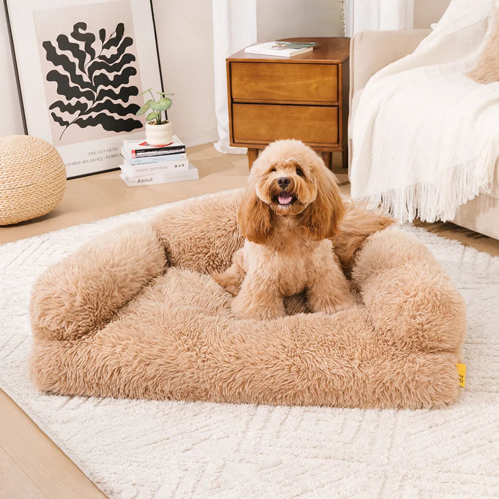 Cama de sofá de perro ortopédico de esponja y esponja de lujoso - Fluffyhaven Fluffyhaven