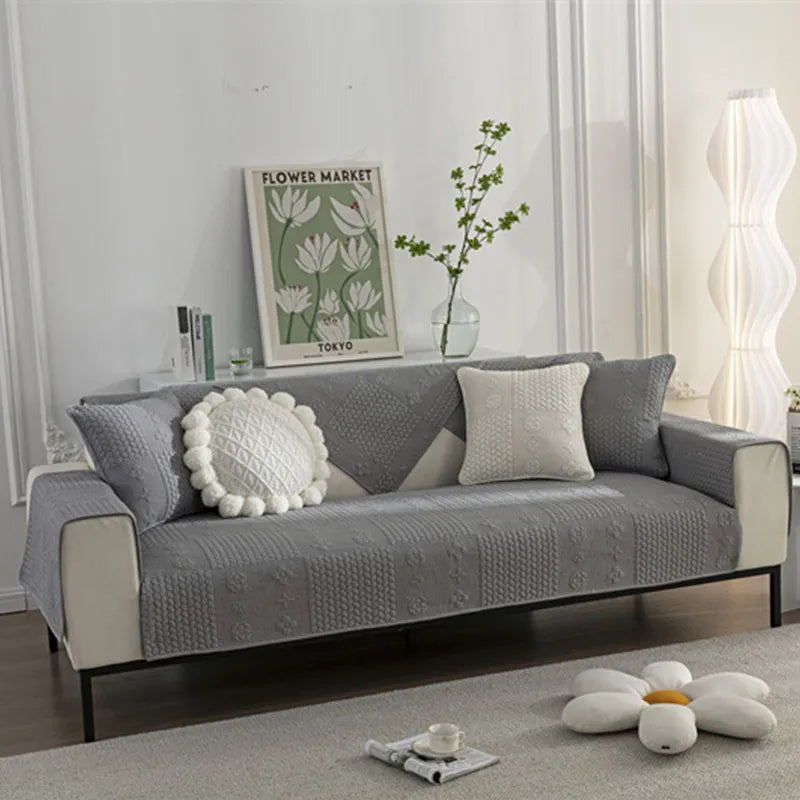 Bordado de trigo 3D algodón lavable de algodón sin deslizamiento de la cubierta del sofá del rasguño