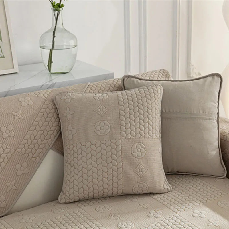 Bordado de trigo 3D algodón lavable de algodón sin deslizamiento de la cubierta del sofá del rasguño