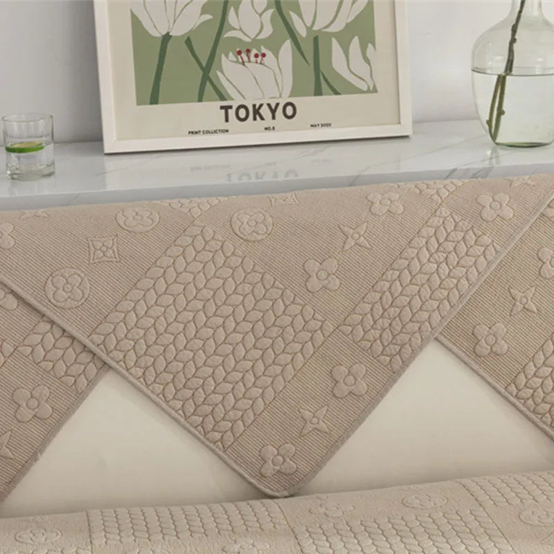 Bordado de trigo 3D algodón lavable de algodón sin deslizamiento de la cubierta del sofá del rasguño