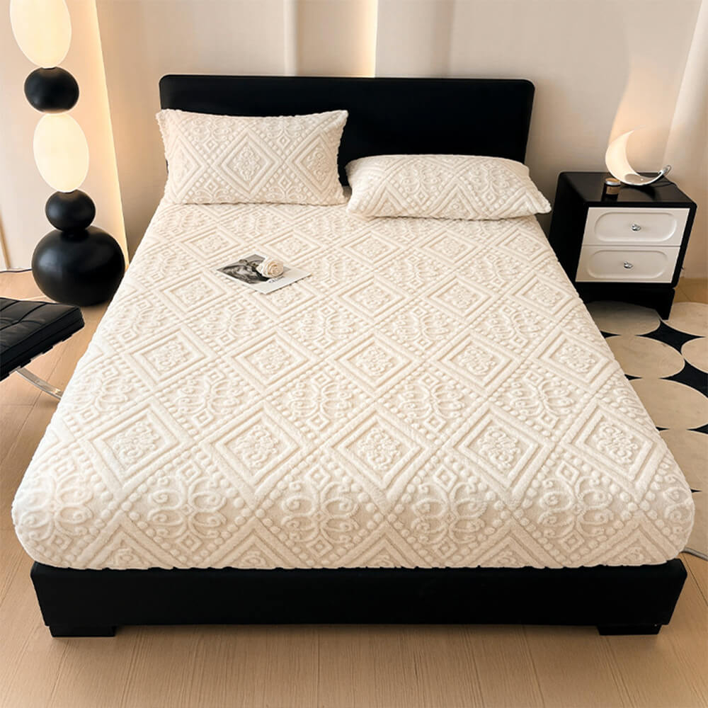 Housse de matelas drap-housse en velours de lait chaud gaufré de style baroque