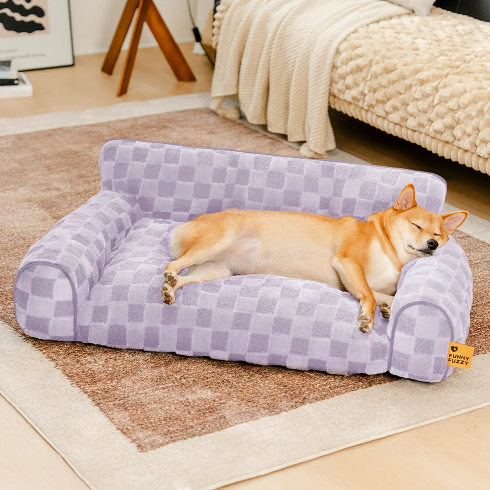 Checkered Fluffy Removable Orthopedic Dog Bolster Bed – CozyNest