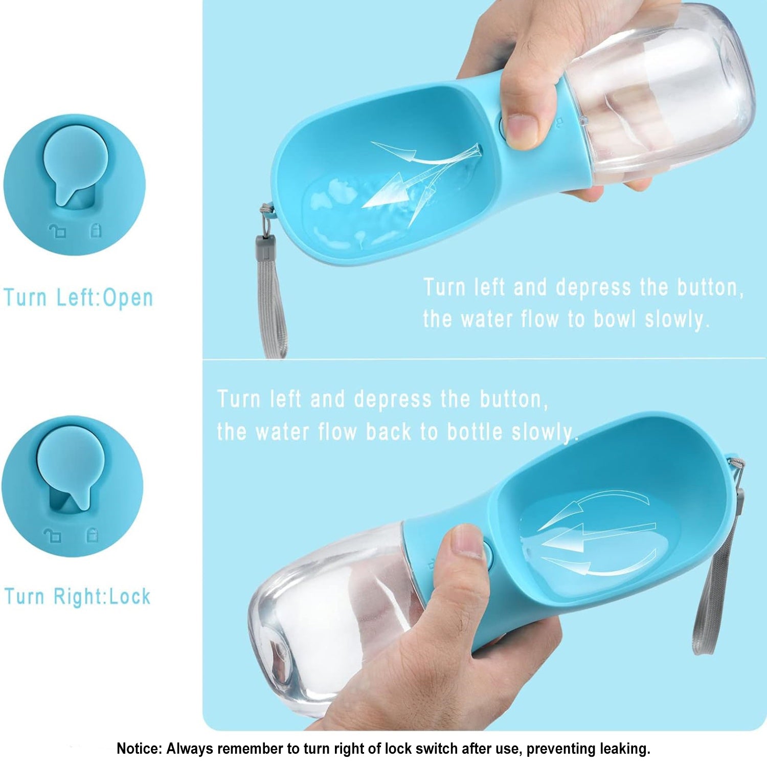 3-in-1 multifunktionale tragbare Wasserflasche für Hunde