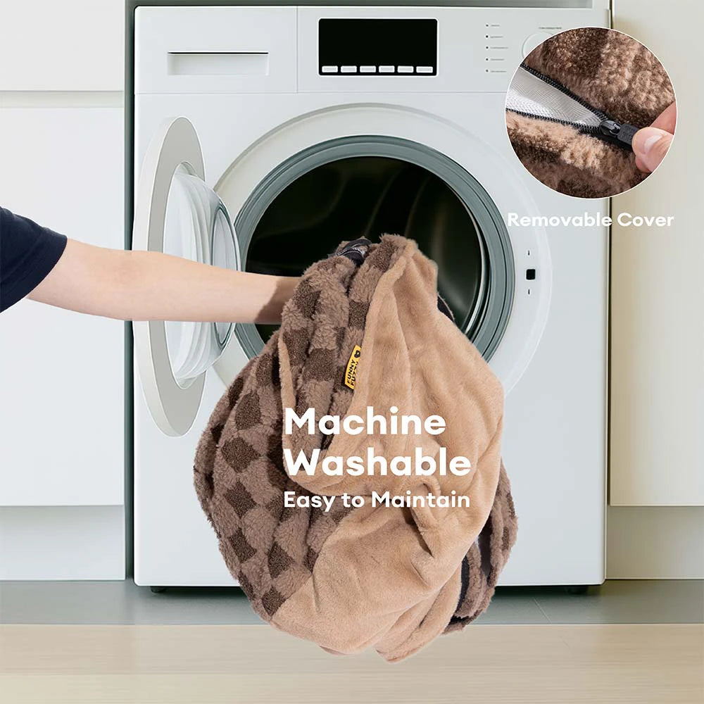 Checkered Fluffy Warm Washable Orthopedic Dog Bolster Bed – CloudNooki