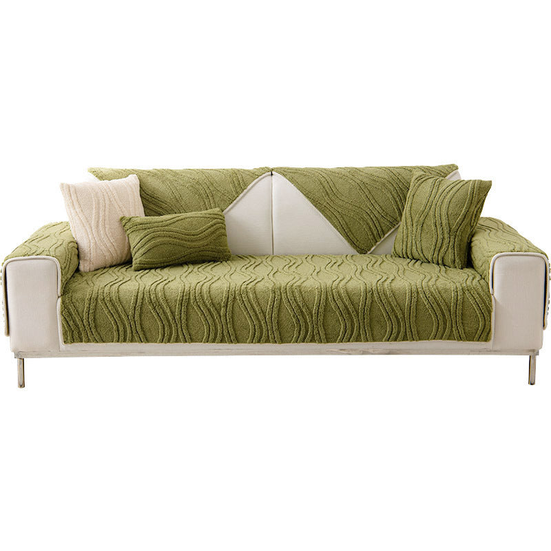Cubierta de sofá de felpa gruesa sin deslizamiento elegante con textura gris