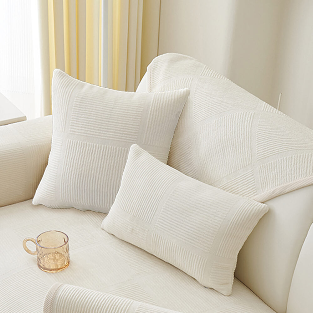 Cubierta clásica de sofá de felpa de cuadrado rayado