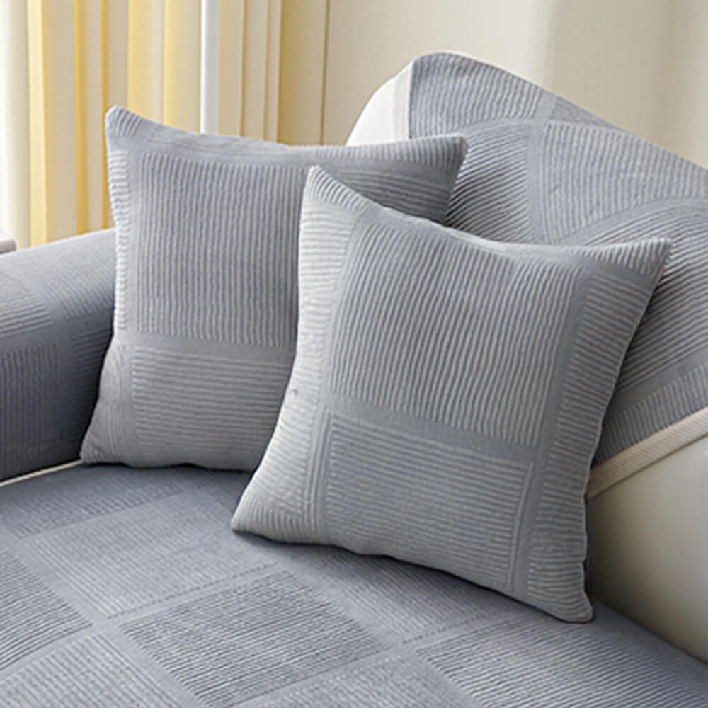 Cubierta clásica de sofá de felpa de cuadrado rayado