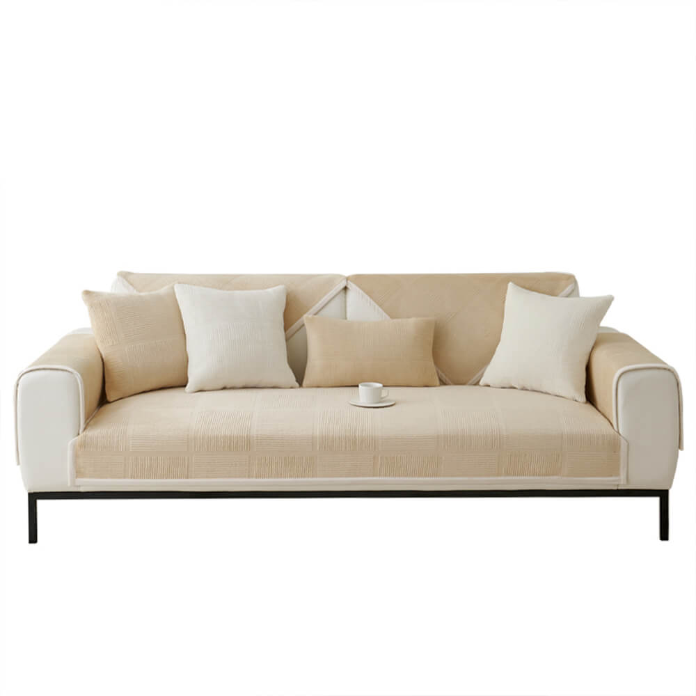 Cubierta clásica de sofá de felpa de cuadrado rayado