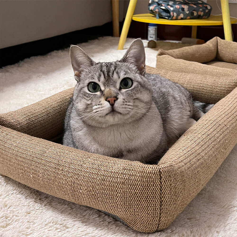 Cama de gato resistente a los rasguños de fibra de yute natural duradera