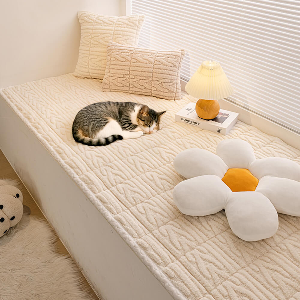 Elegant Textured Cotton Velvet Pet Mat Bed Couch Cover