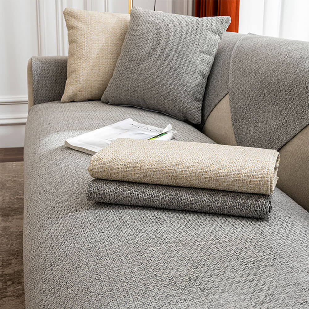 Minimalist Solid Color Breathable Faux Linen Couch Cover