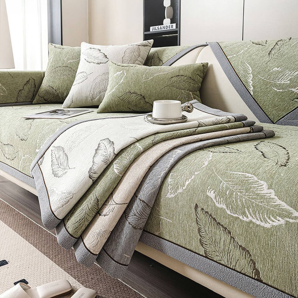 Textura de hojas premium Chenille Cubierta de sofá anti-scratch anti-scratch