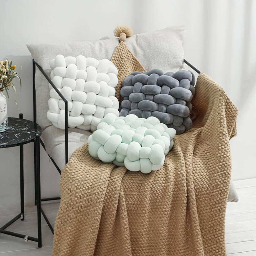 Square suave textura tejida almohada decorativa de cojín para el hogar
