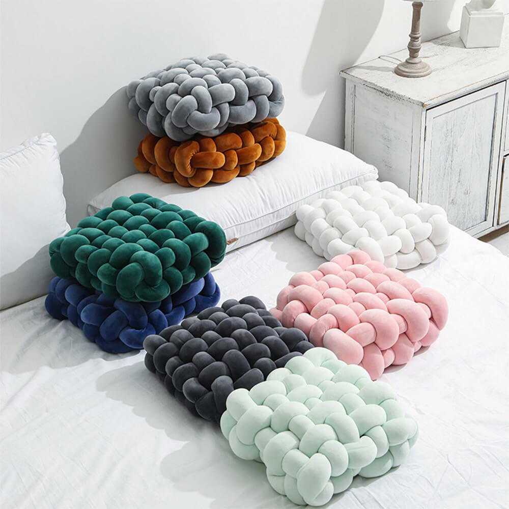 Square suave textura tejida almohada decorativa de cojín para el hogar