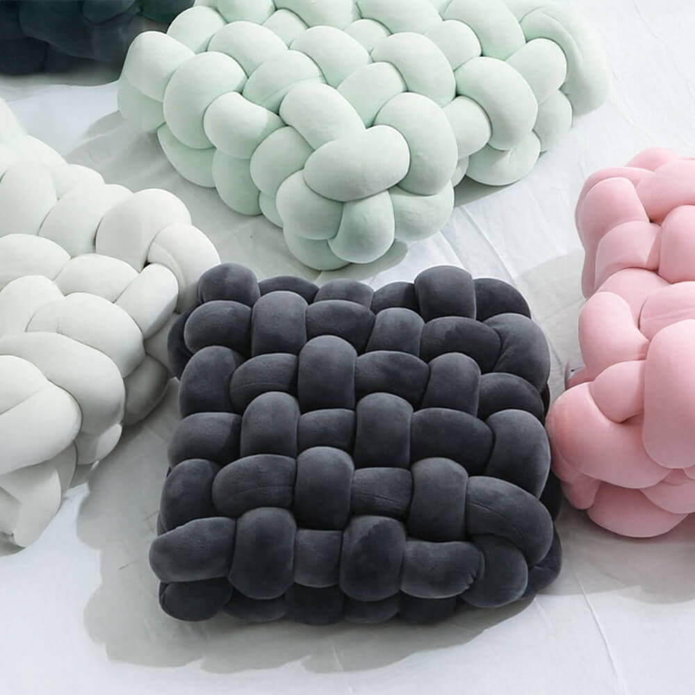 Square suave textura tejida almohada decorativa de cojín para el hogar