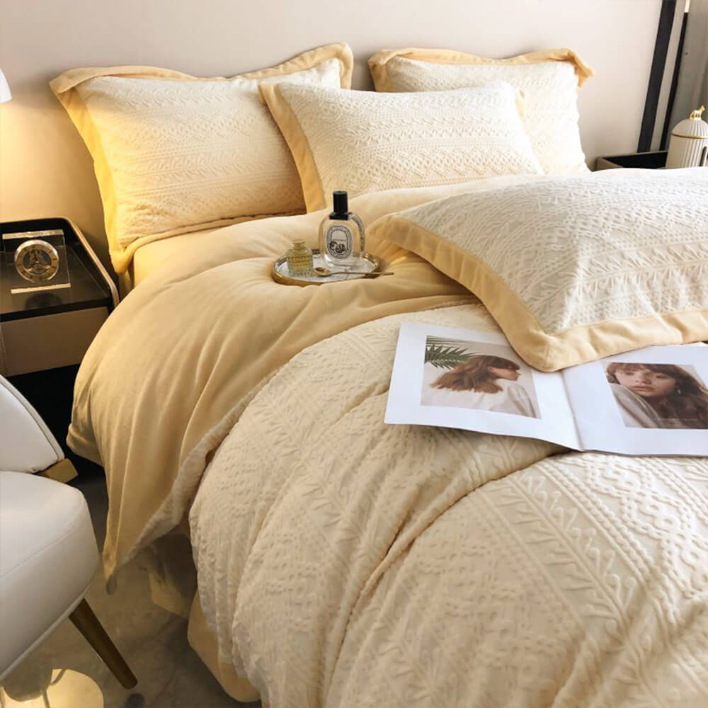 Velvet tierno y esponjoso juego de cama de lujo suave y cálido