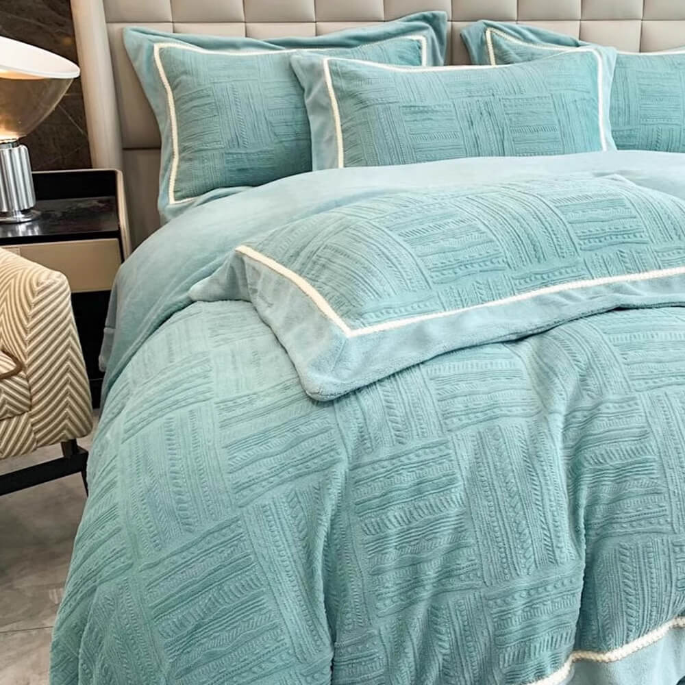 Velvet tierno y esponjoso juego de cama de lujo suave y cálido