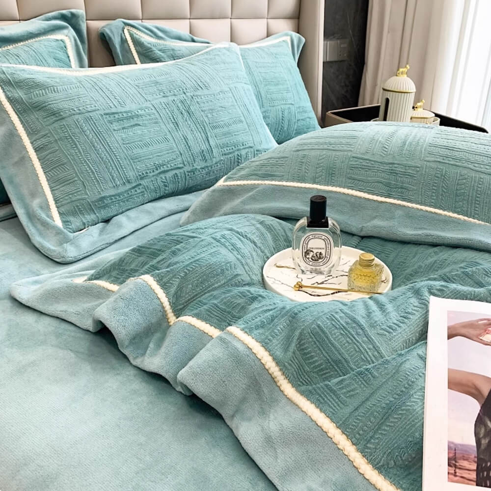 Velvet tierno y esponjoso juego de cama de lujo suave y cálido