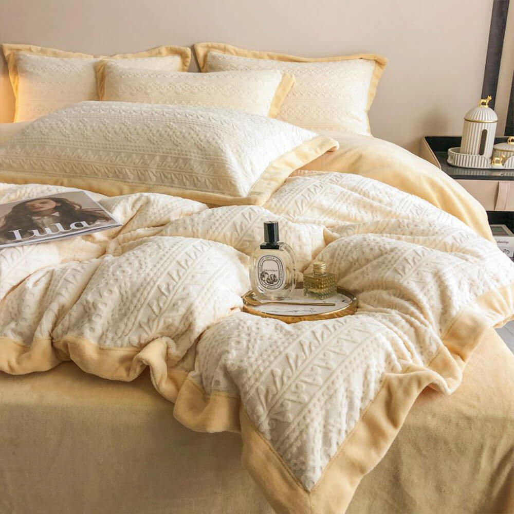 Velvet tierno y esponjoso juego de cama de lujo suave y cálido