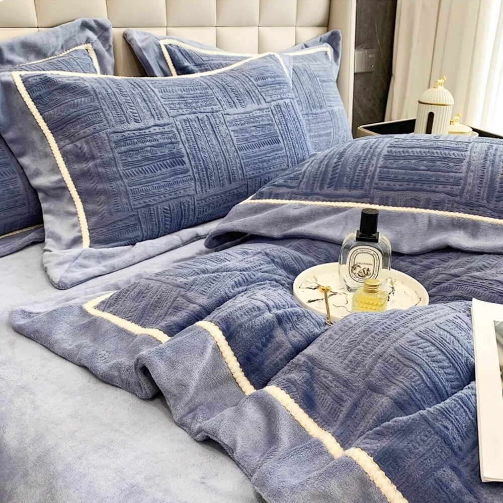 Velvet tierno y esponjoso juego de cama de lujo suave y cálido