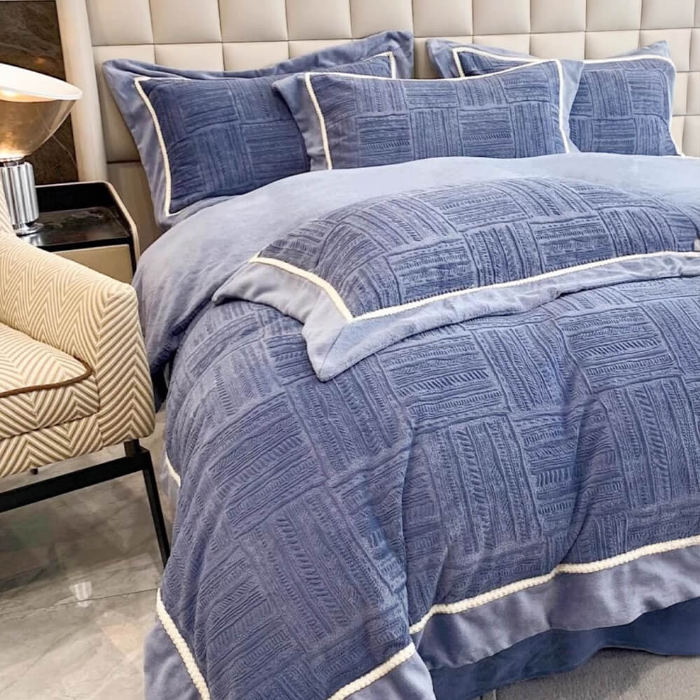 Velvet tierno y esponjoso juego de cama de lujo suave y cálido