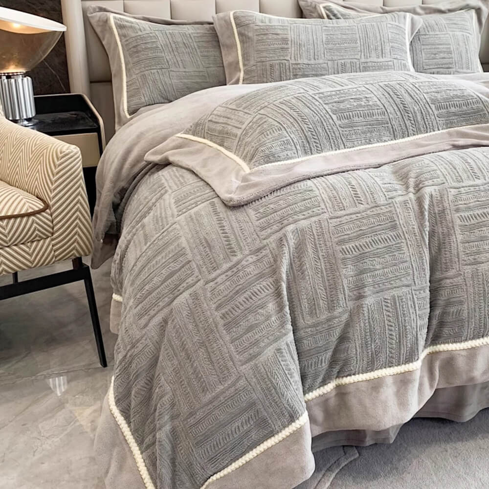 Velvet tierno y esponjoso juego de cama de lujo suave y cálido