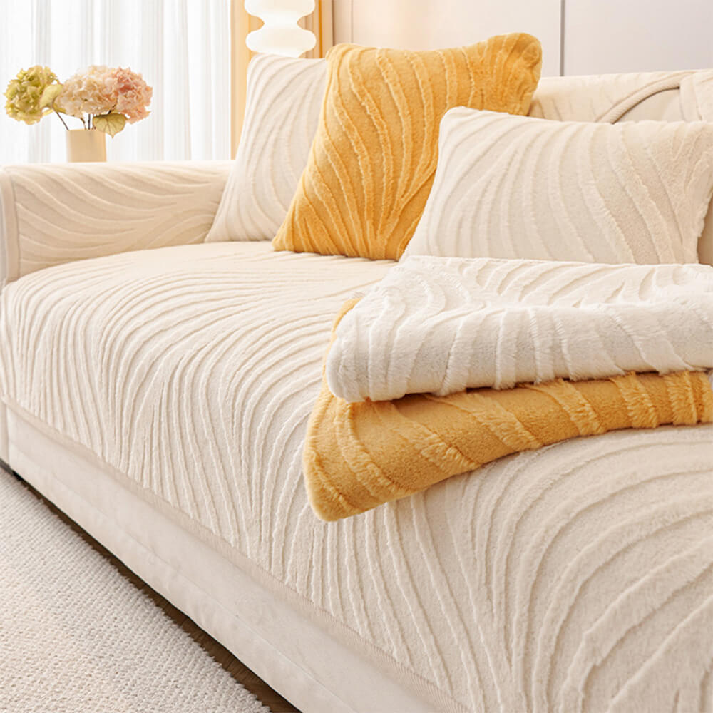 Cubierta de sofá sin deslizamiento con textura con textura de ondas