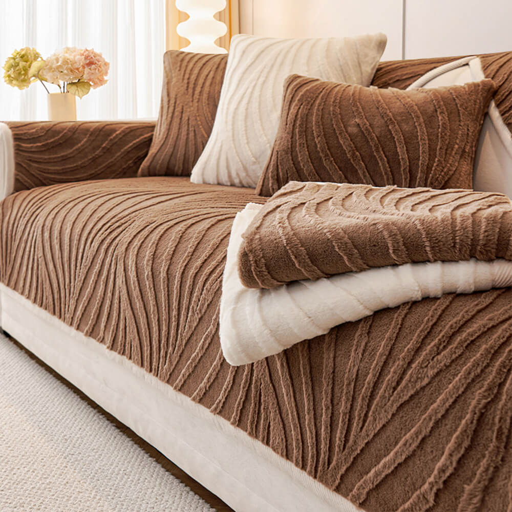 Cubierta de sofá sin deslizamiento con textura con textura de ondas