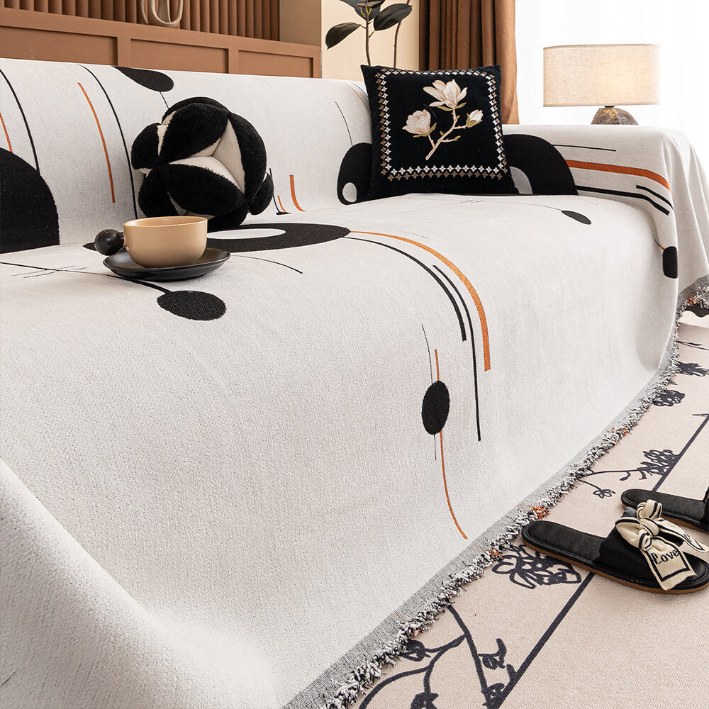 Modern Planet Cup Style Cat-Friendly Chenille Throw Couch Cover