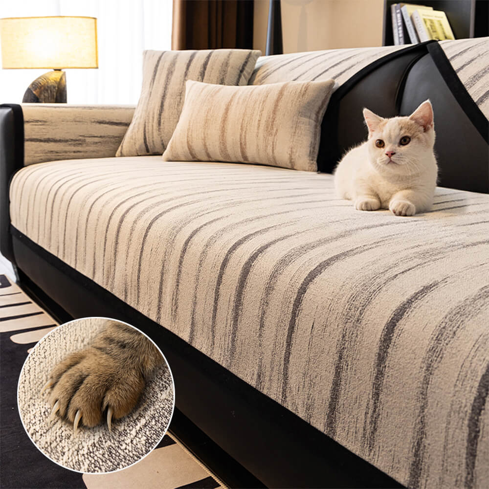 Chenille Textured Pattern Anti-Slip Scratch-Resistant Couch Cover