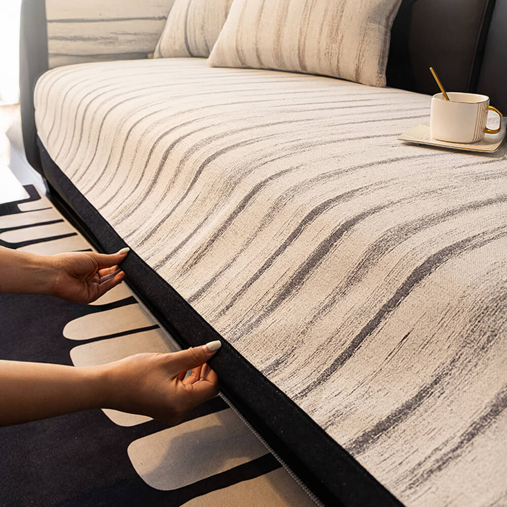 Chenille Textured Pattern Anti-Slip Scratch-Resistant Couch Cover