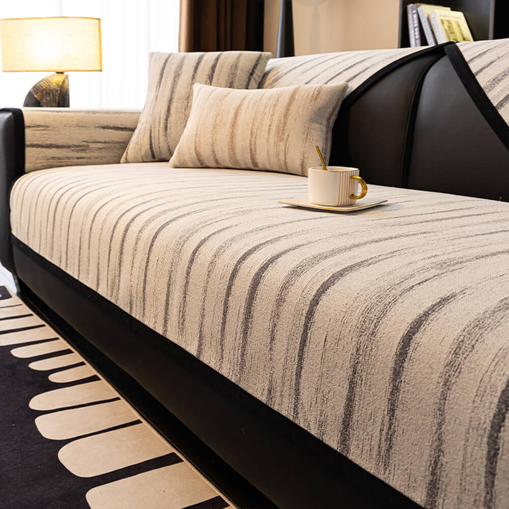 Chenille Textured Pattern Anti-Slip Scratch-Resistant Couch Cover