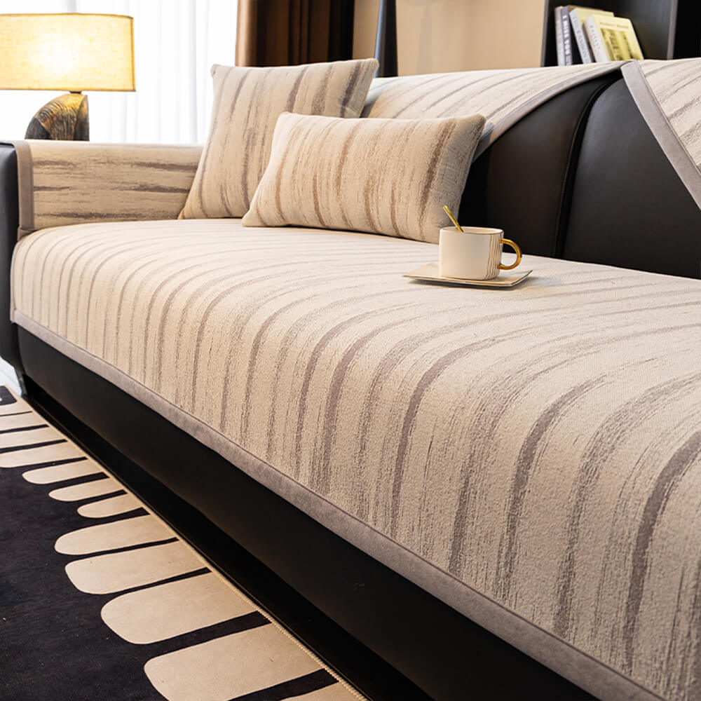 Chenille Textured Pattern Anti-Slip Scratch-Resistant Couch Cover