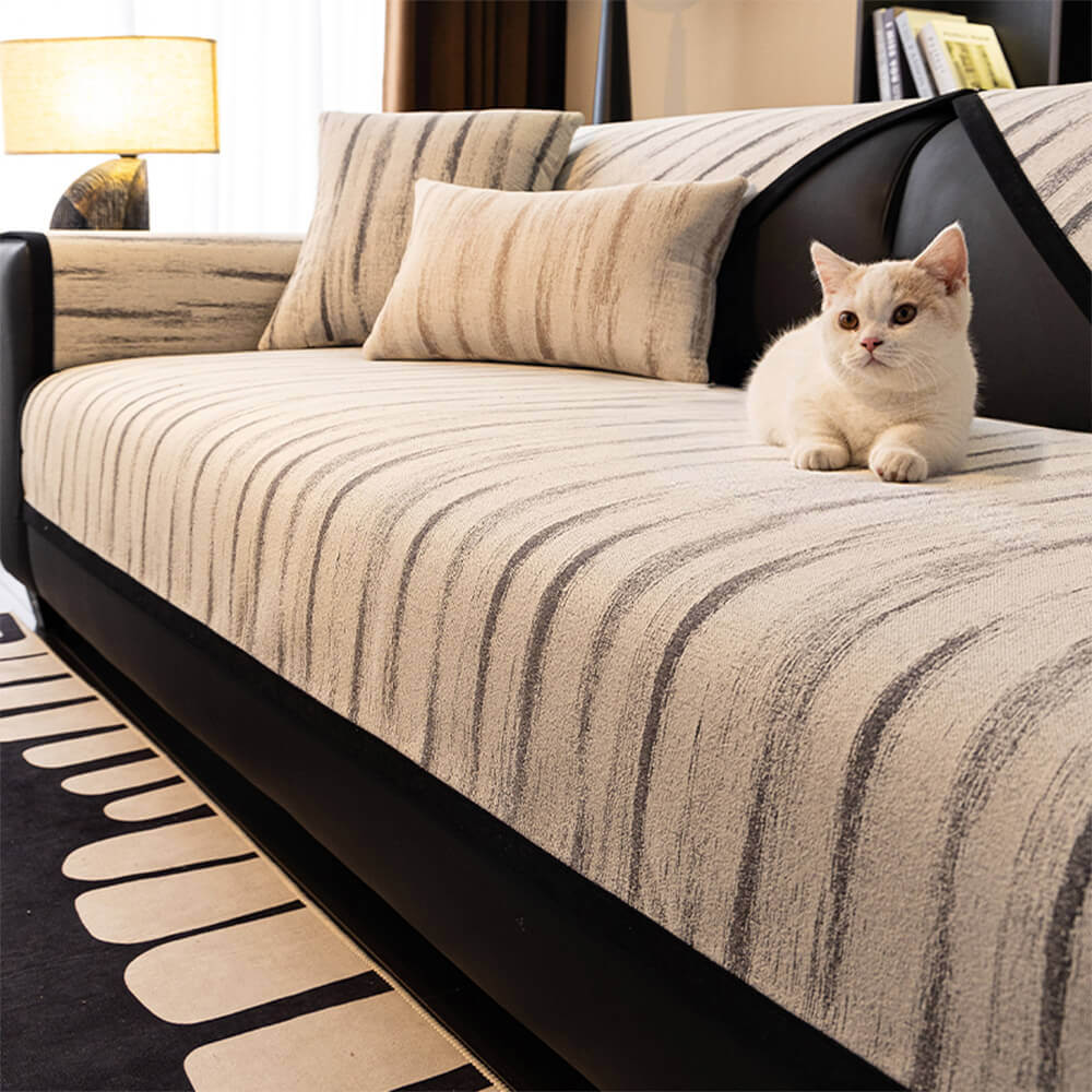 Chenille Textured Pattern Anti-Slip Scratch-Resistant Couch Cover