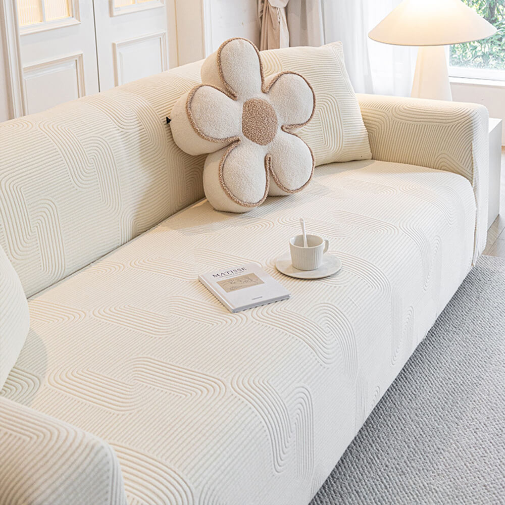 All-Seasons Polar Fleece Elastic Full Wrap Anti-Scratch Couch Cover