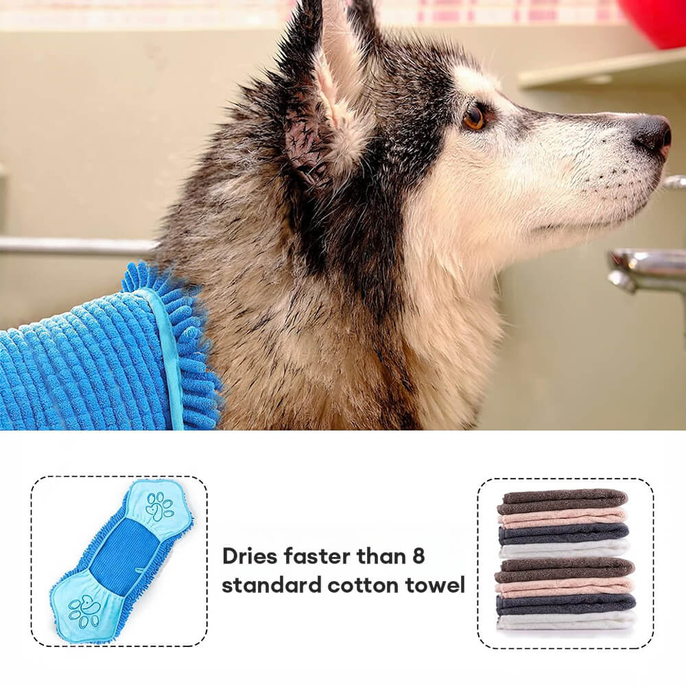 Soft and Quick-Dry Chenille Dog & Cat Bath Towel