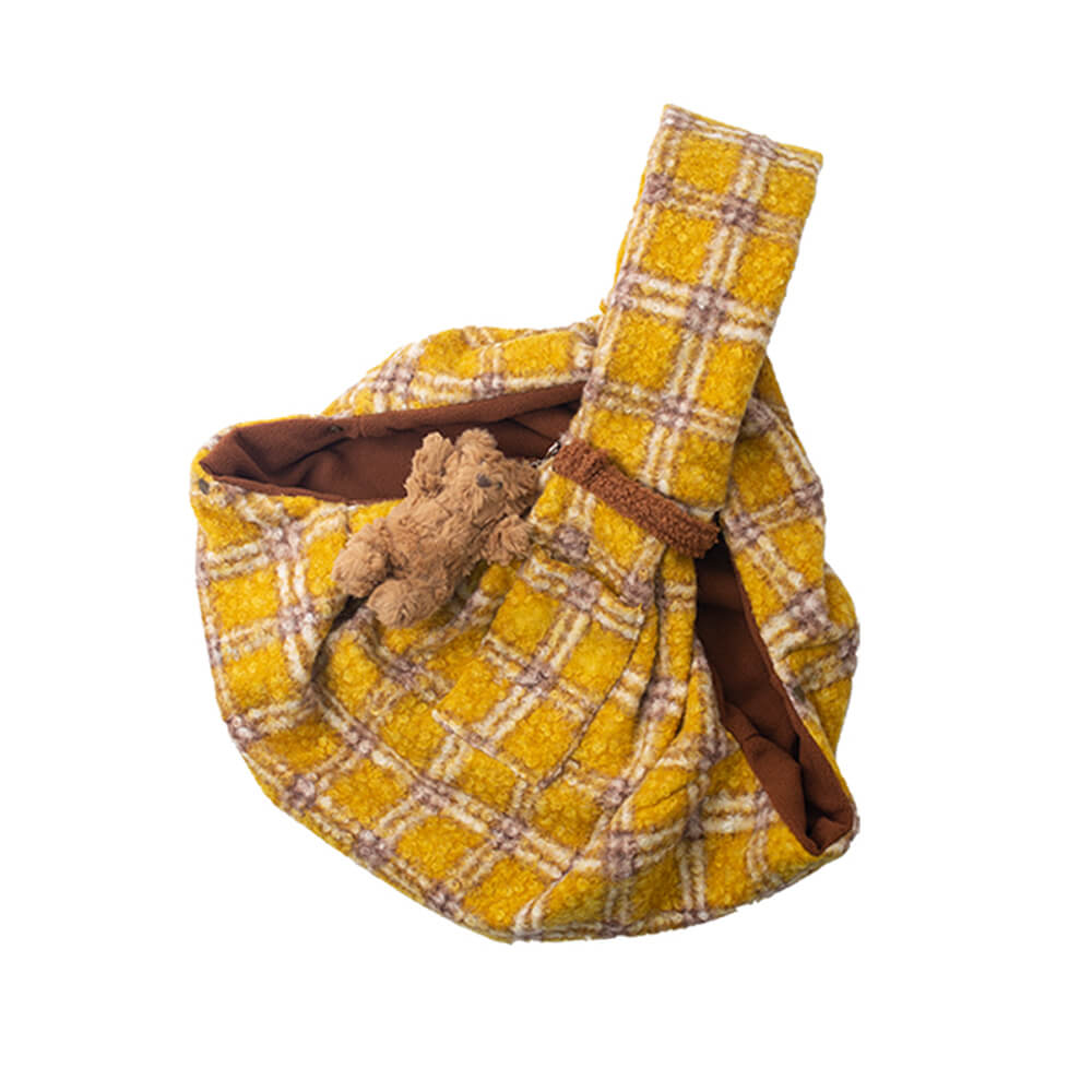 Bolsa de transporte de perros y gatos de bolsillo de bolsillo seguro a cuadros a cuadros