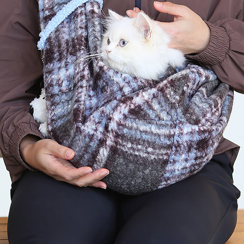Bolsa de transporte de perros y gatos de bolsillo de bolsillo seguro a cuadros a cuadros