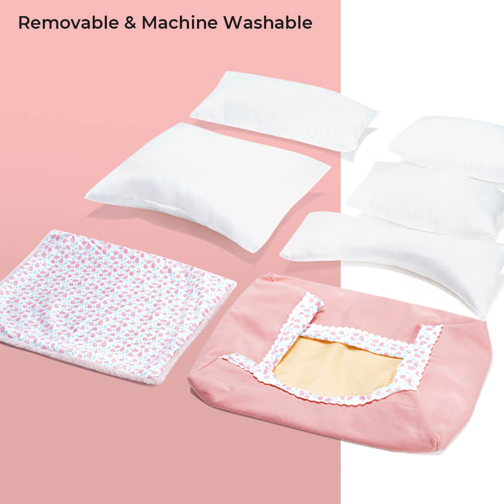 All-Season Cozy Washable Floral Cotton Dog & Cat Bed